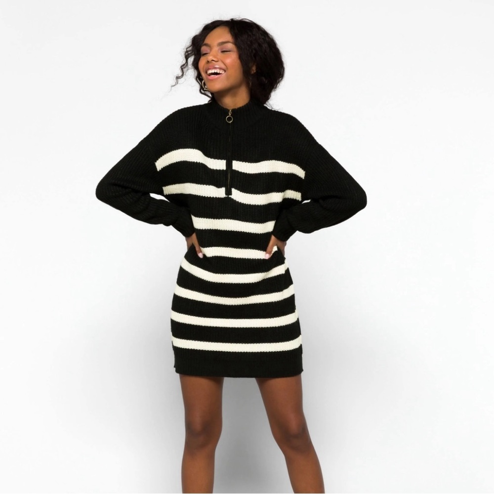 Sanctuary Zip Front Sweater Dress, Medium